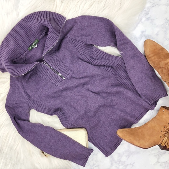 Eddie Bauer Sweaters - Eddie Bauer Purple Knit Sweater Zip Neck